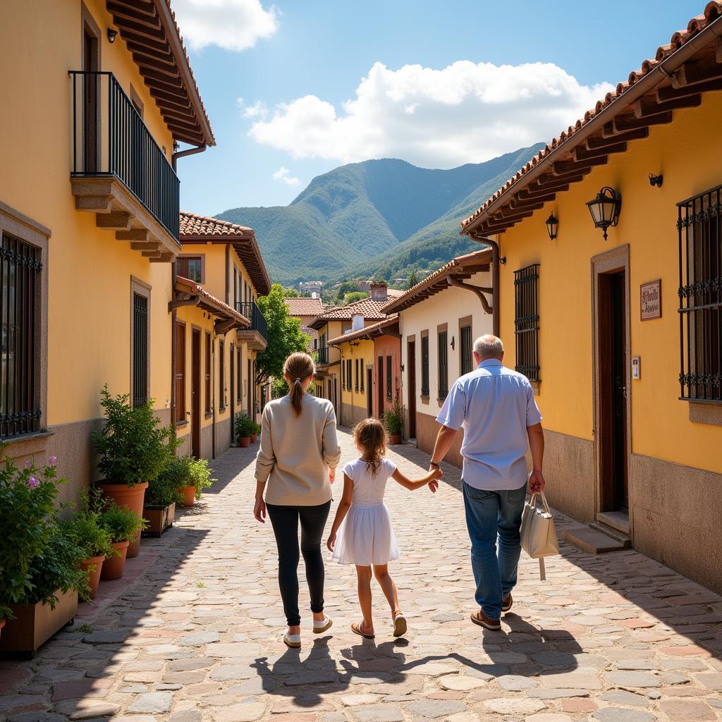 Exploring a charming Spanish village during a homestay