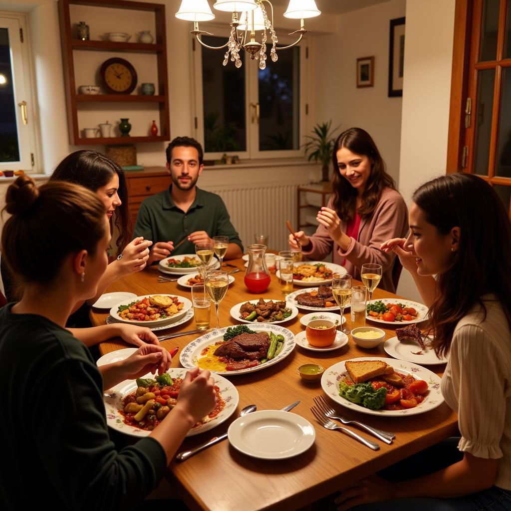 Family Dinner at a Spanish Homestay