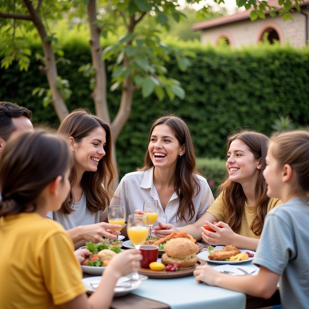 Family Enjoying Spanish Homestay