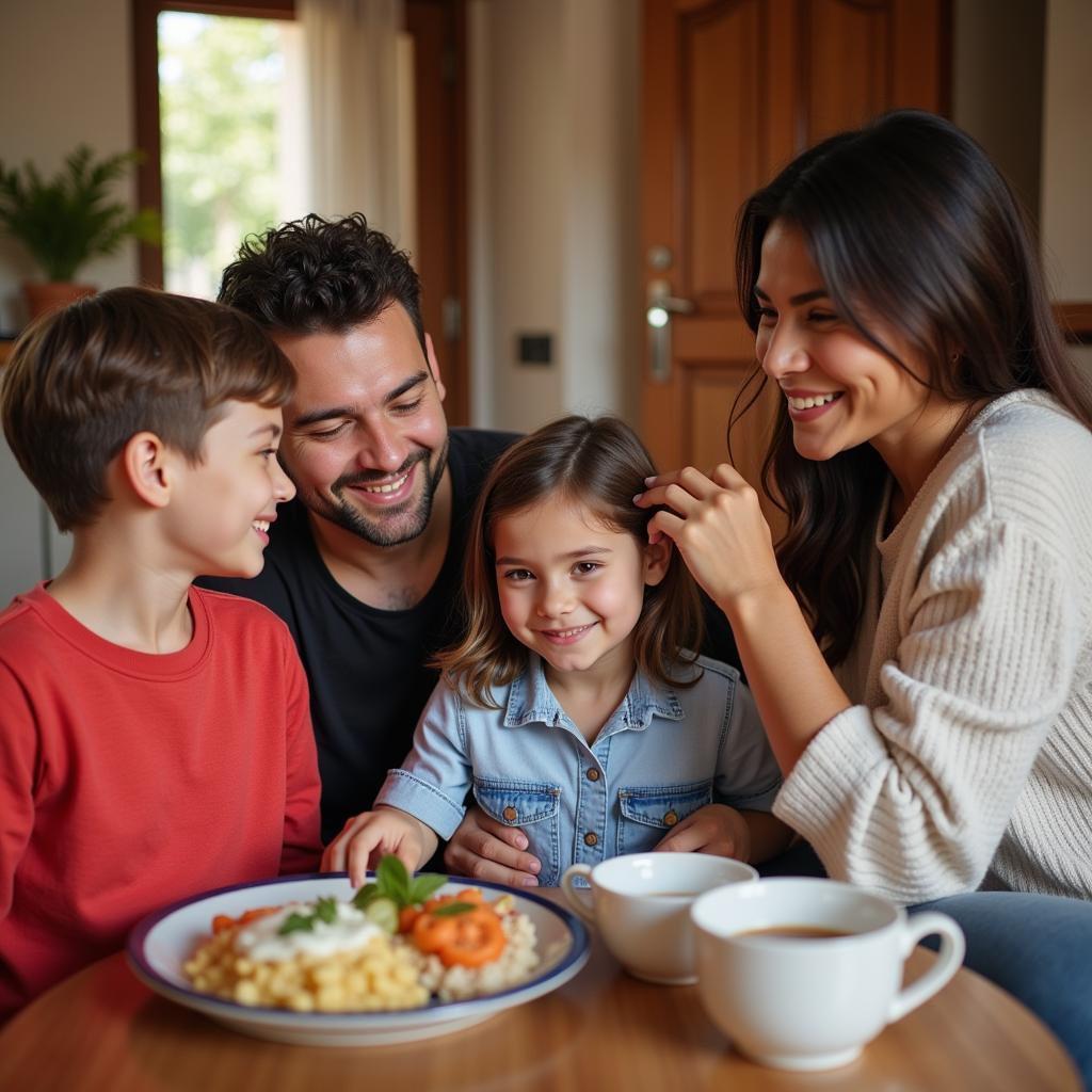 Family Enjoying Spanish Homestay