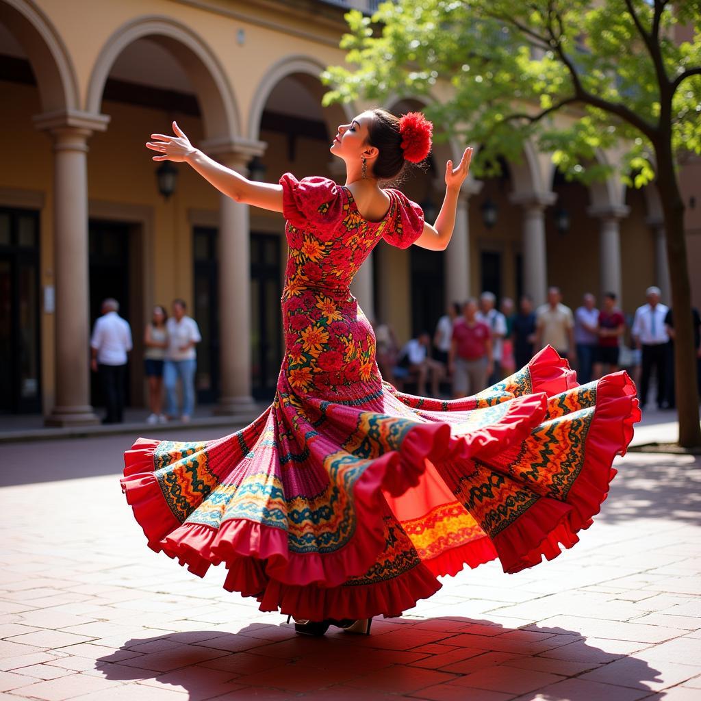 Flamenco Dancer in Seville Plaza