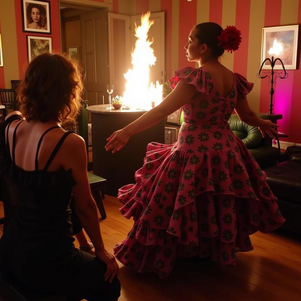 Experiencing a vibrant flamenco performance in Seville during a homestay trip from Riverdale GA