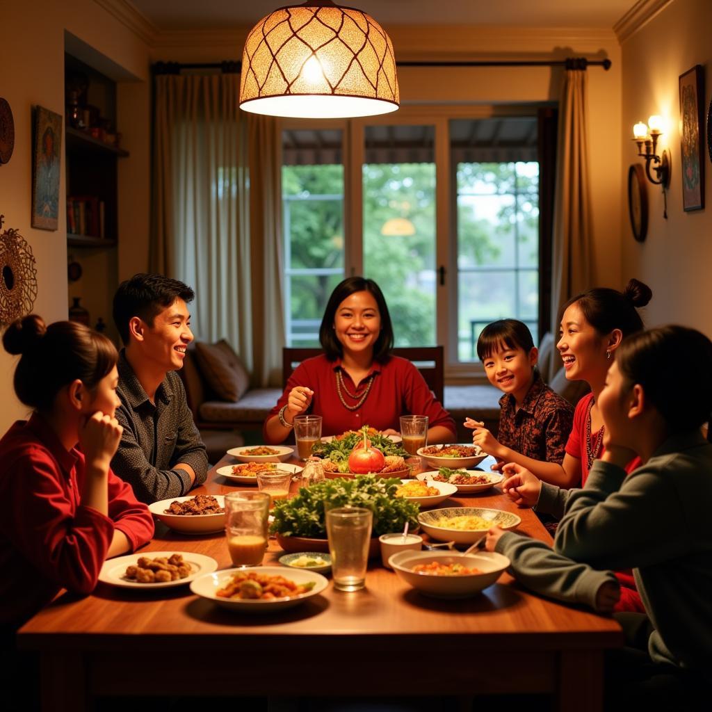 Family dinner at Flora Homestay Pangkalan Bun