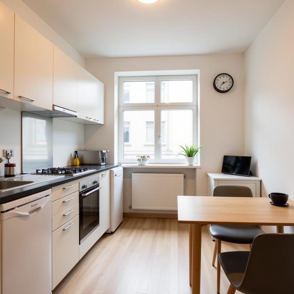 Modern kitchen in a Frankfurt homestay apartment