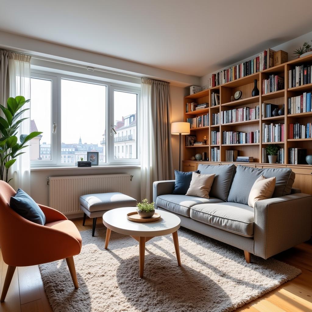 Cozy living room in a Frankfurt homestay apartment