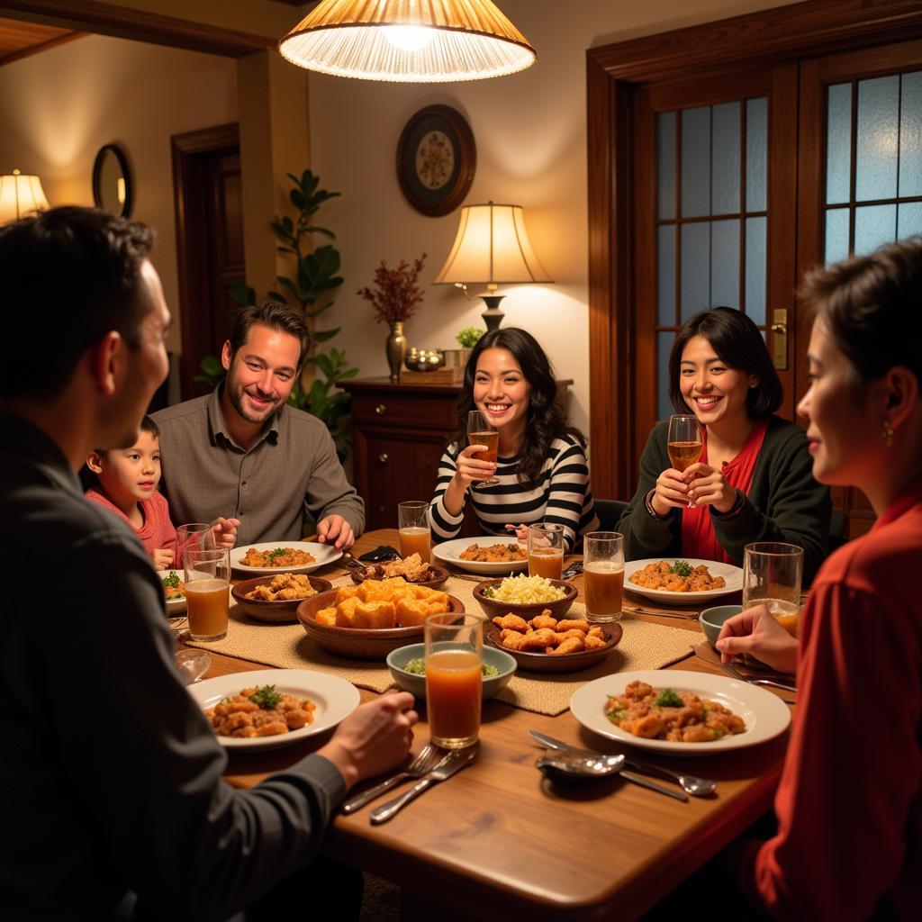 Family dinner in a Fresno homestay