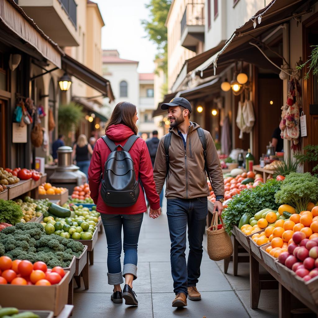 Exploring a local market in Fresno with homestay host