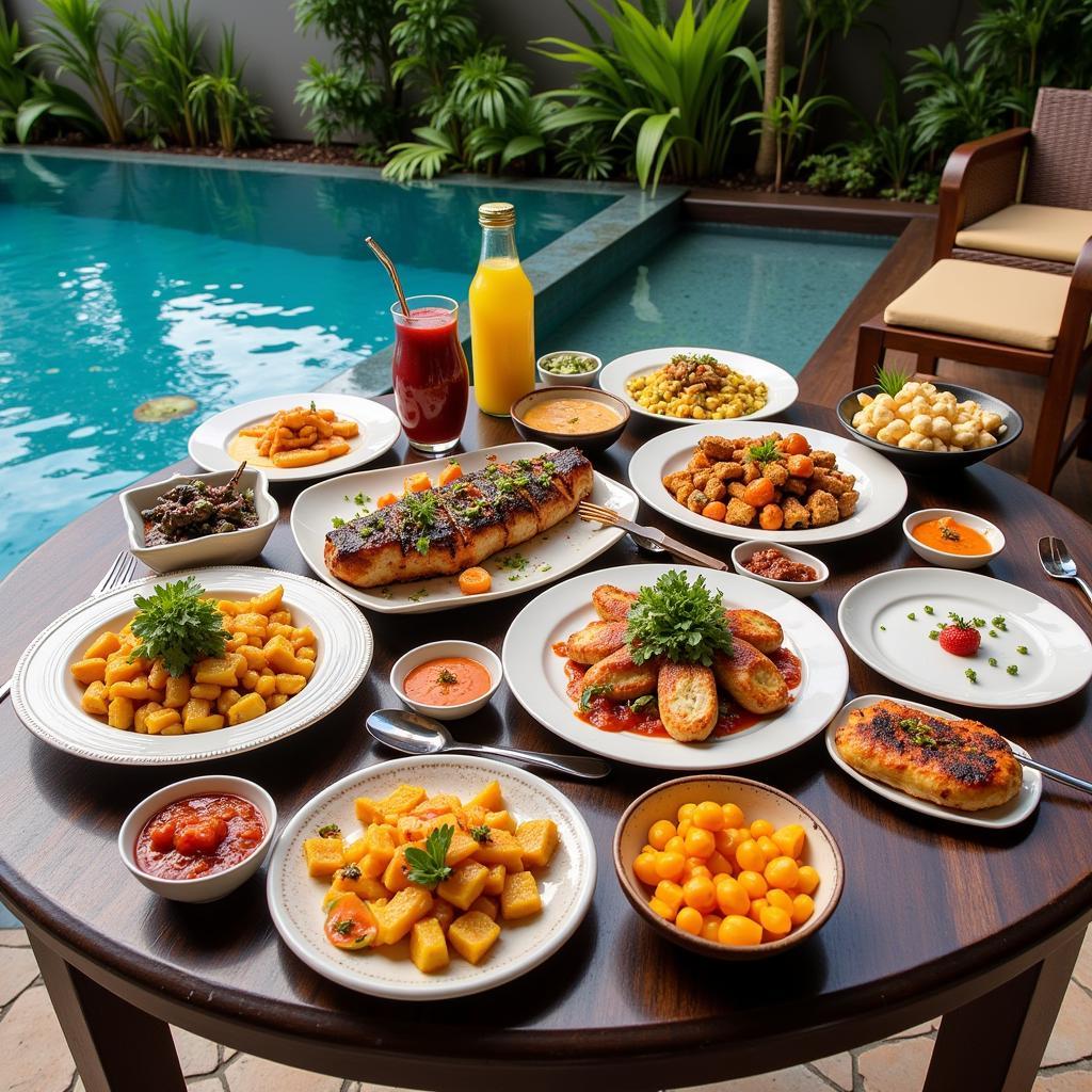 Fusion Spanish-Malaysian Cuisine Poolside