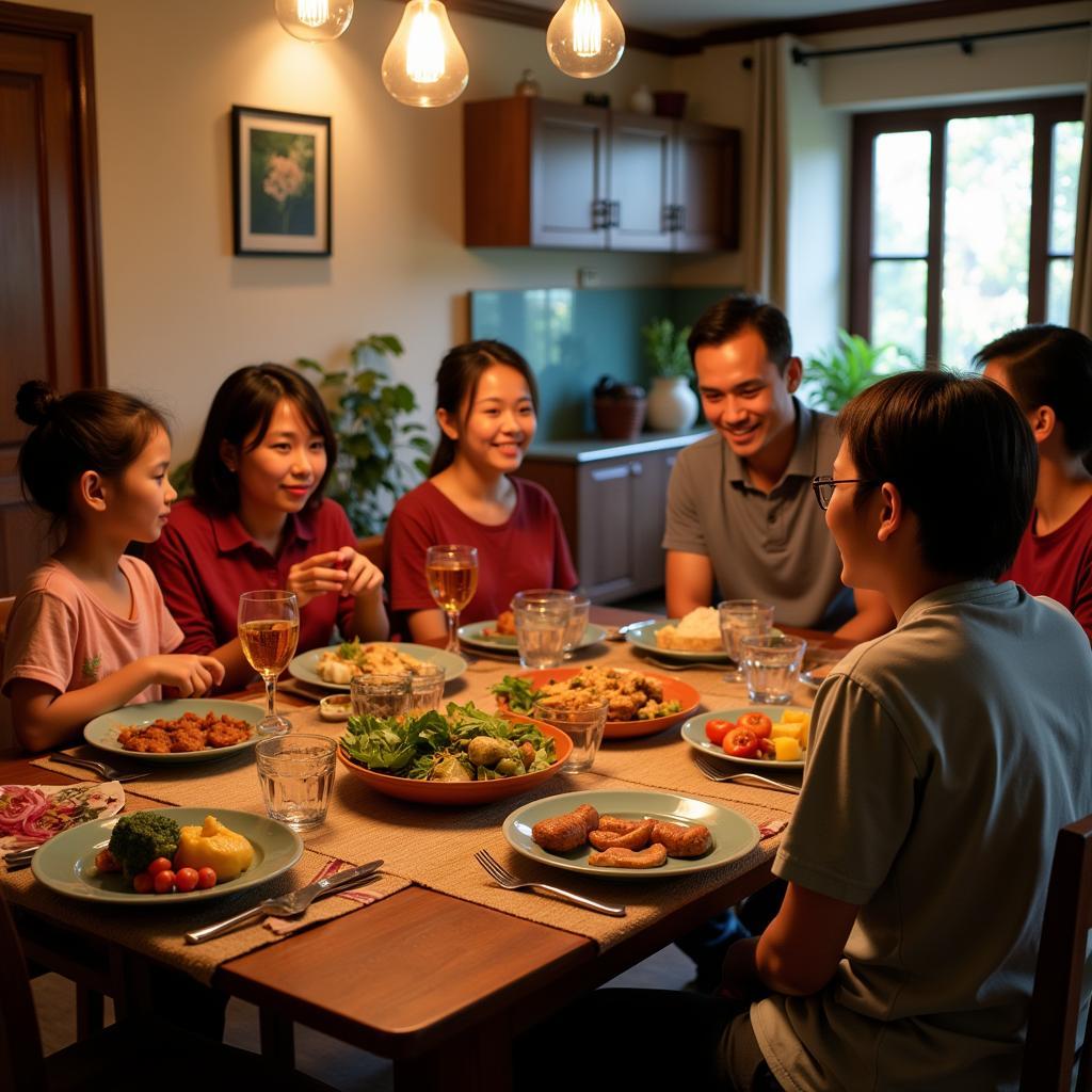 Family dinner at Gardena Homestay Kertajaya