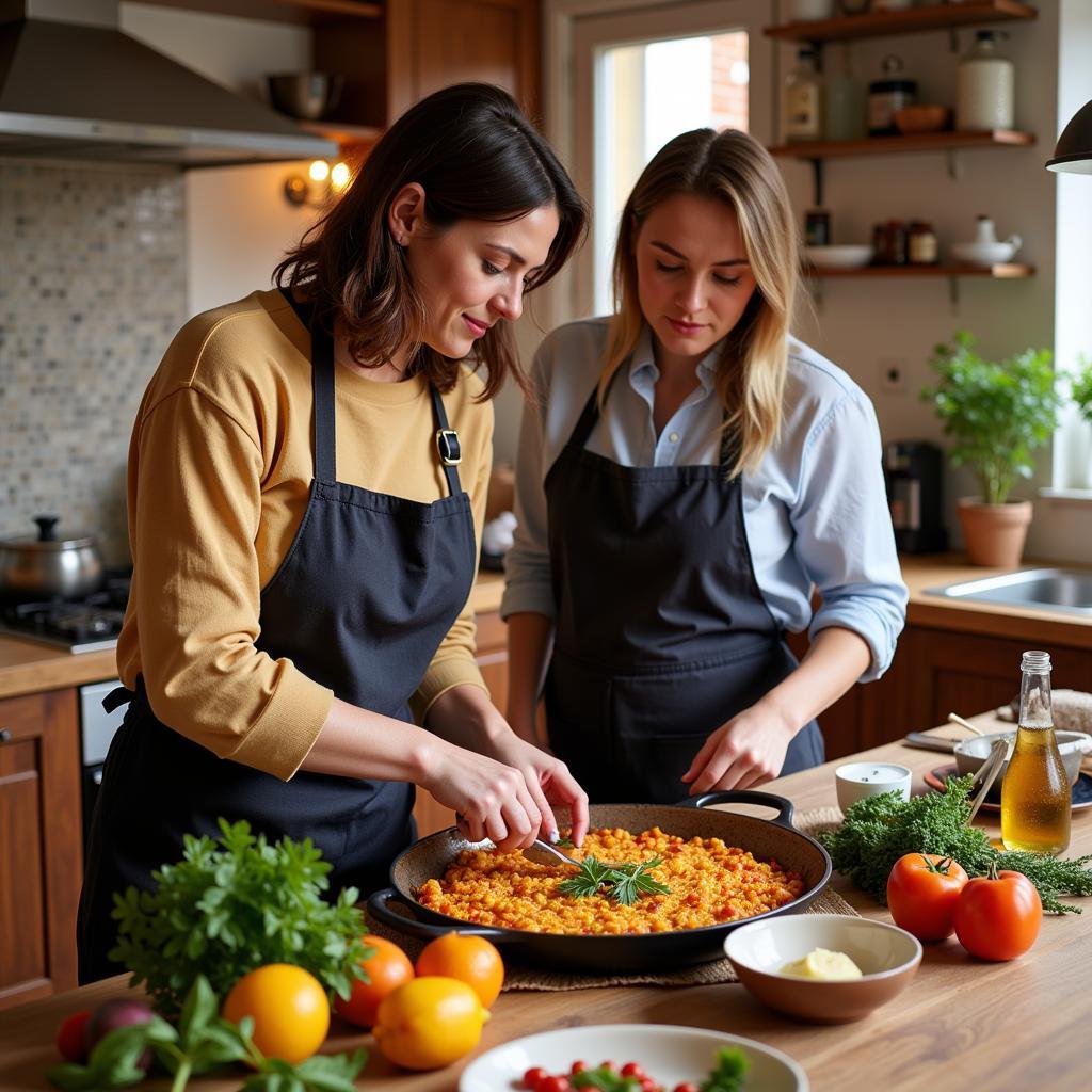 Learning to cook Spanish dishes at a Gatwick Airport homestay