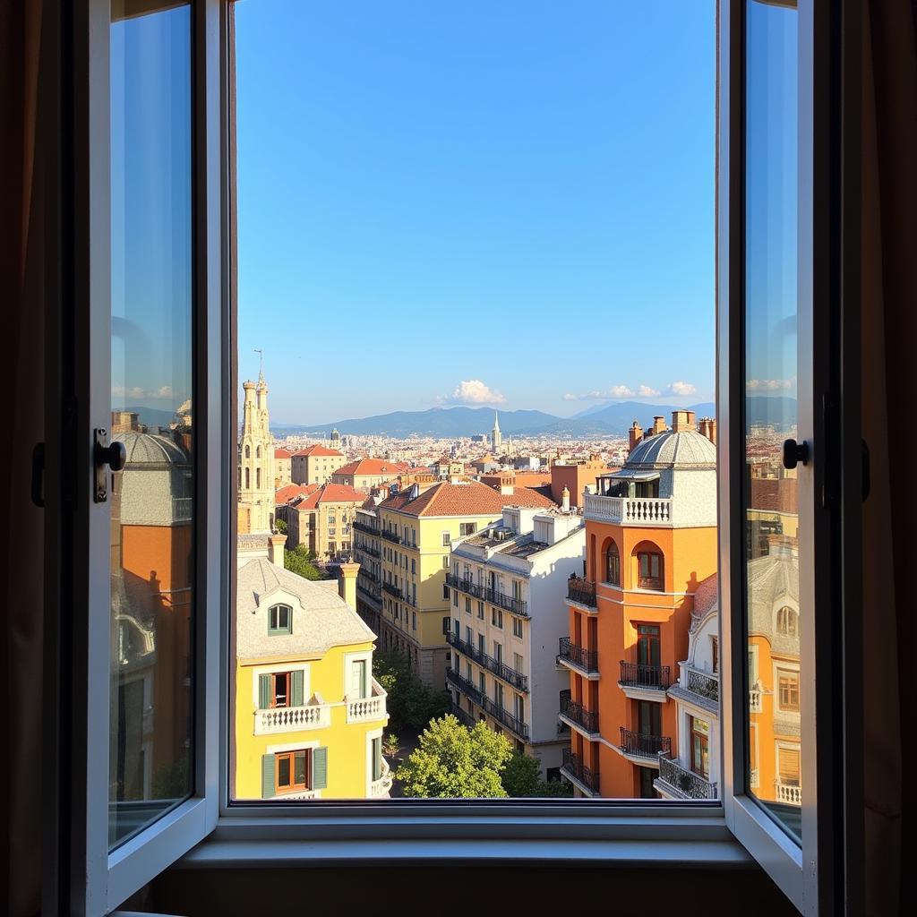 View of Gaudi's architecture from a Barcelona homestay window