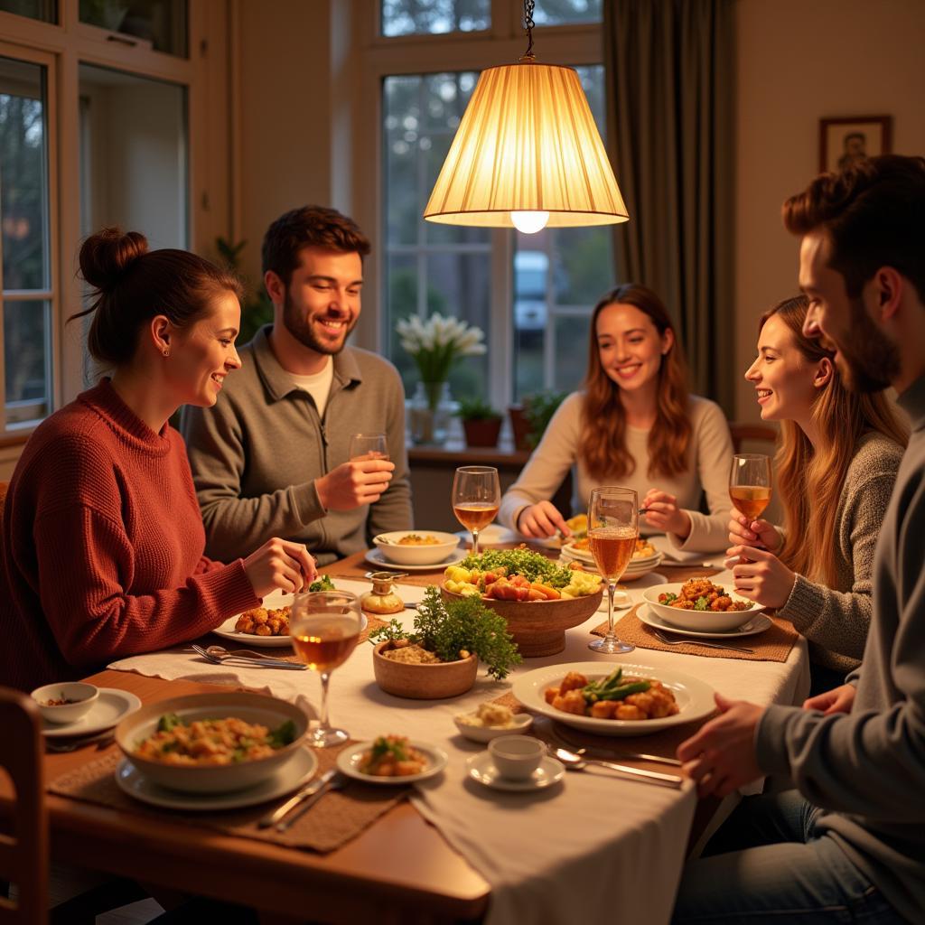 German Family Enjoying Dinner Together