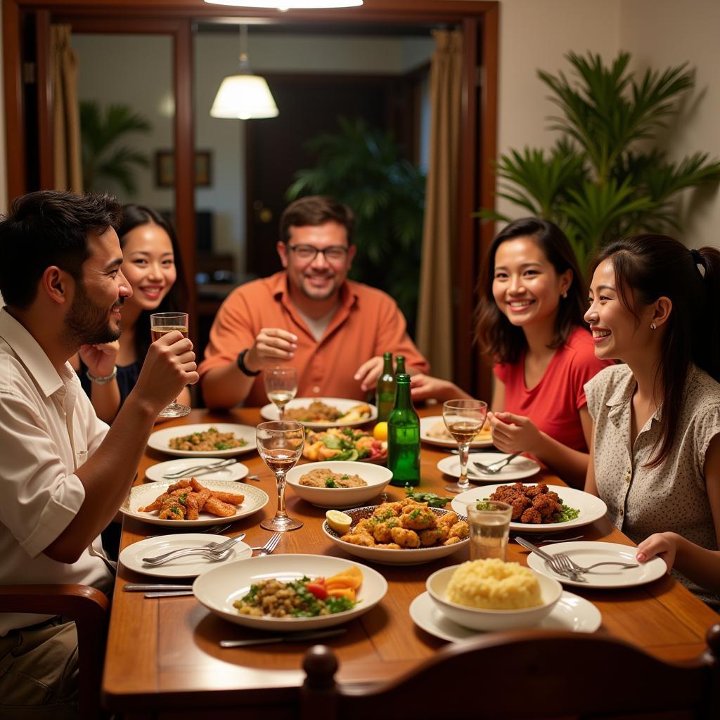 Family dinner at a cheap homestay in Goa