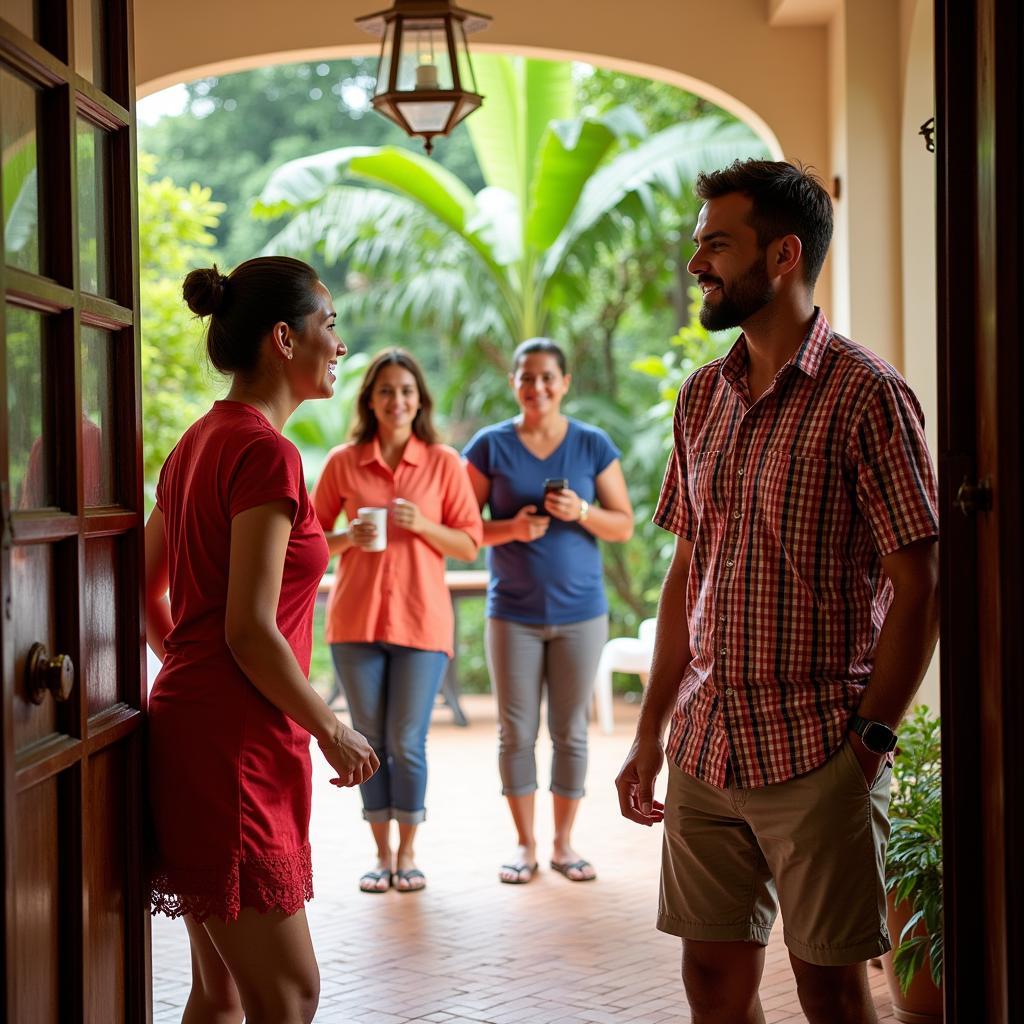 Goan family welcoming guests at Bella Villa Homestay