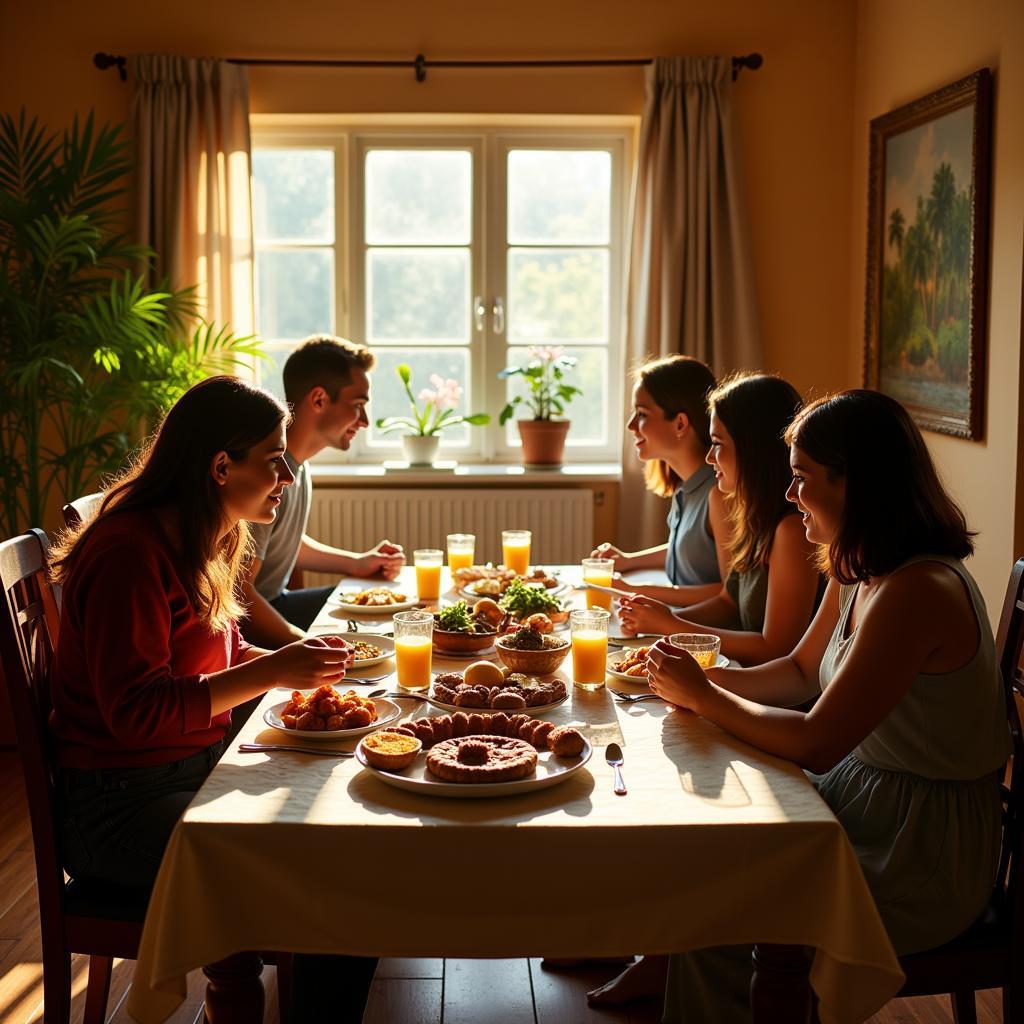 Goan Family Enjoying Breakfast Together in a Homestay