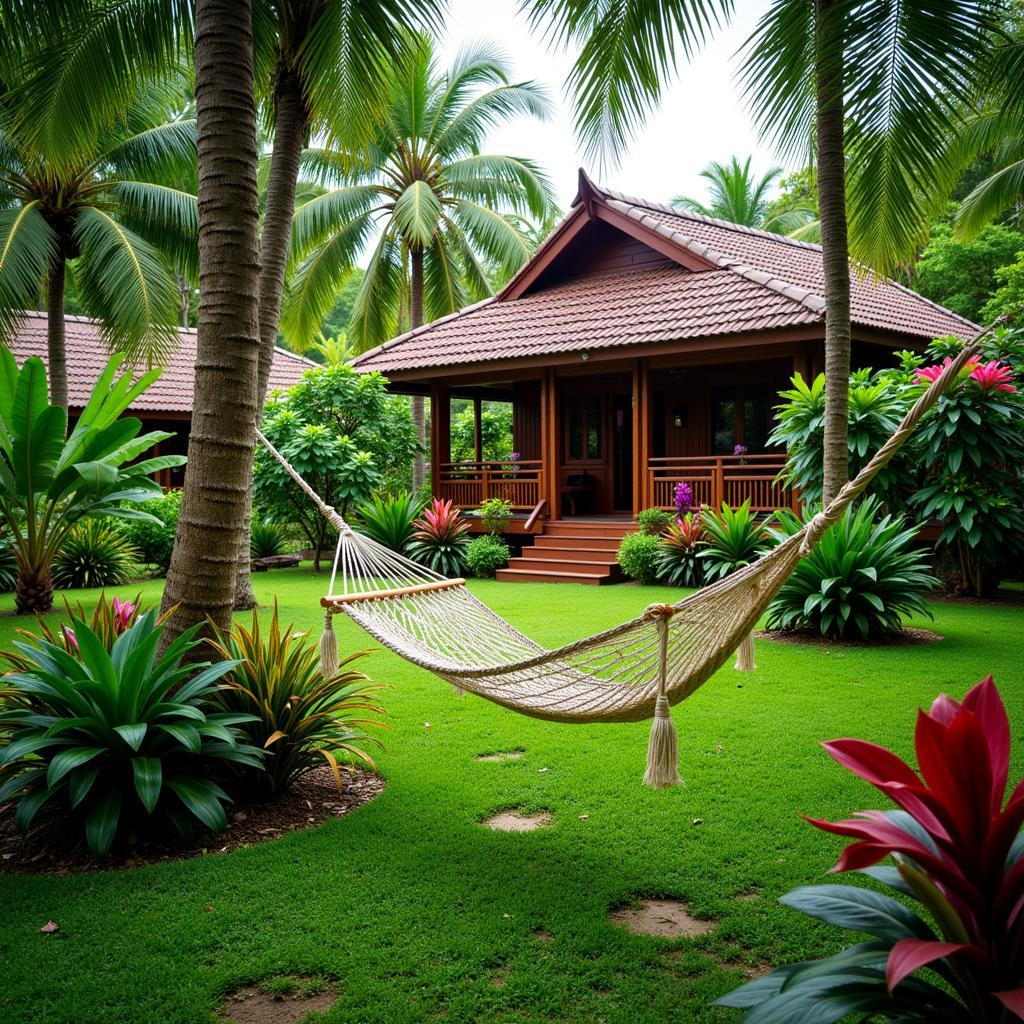 Tranquil garden setting of a green homestay in Ampang, Malaysia