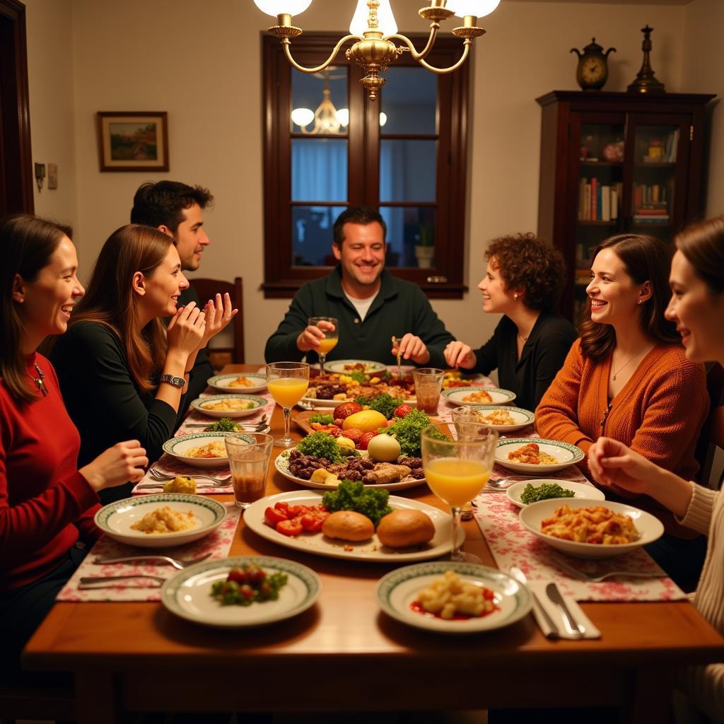 Family Dinner in a Green Rose Homestay