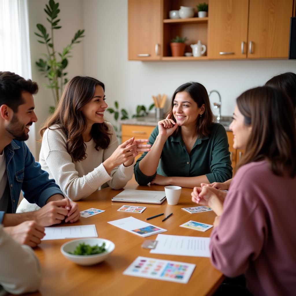 Homestay Student Practicing Spanish with Host Family