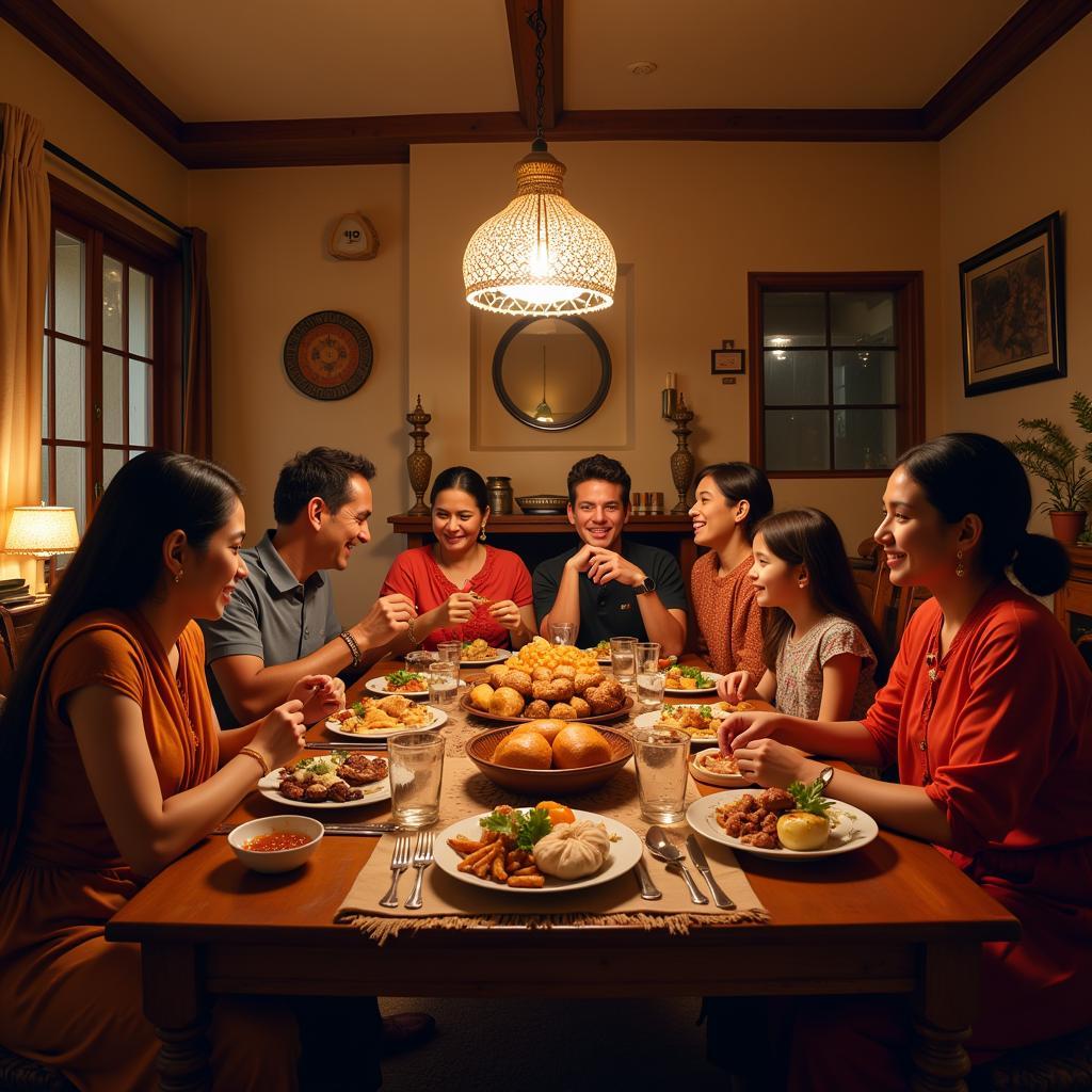 Family dinner at a Guptkashi homestay