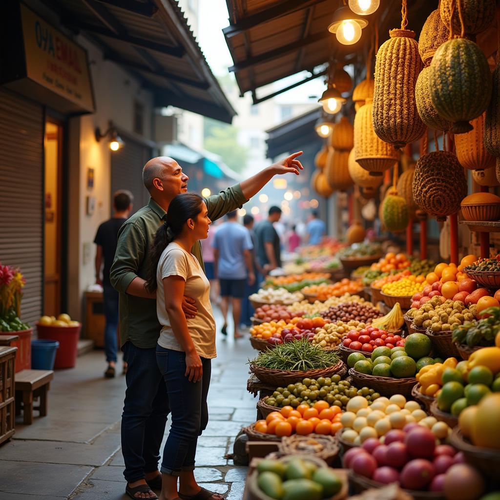 Visiting a local market with a Hanoi homestay host