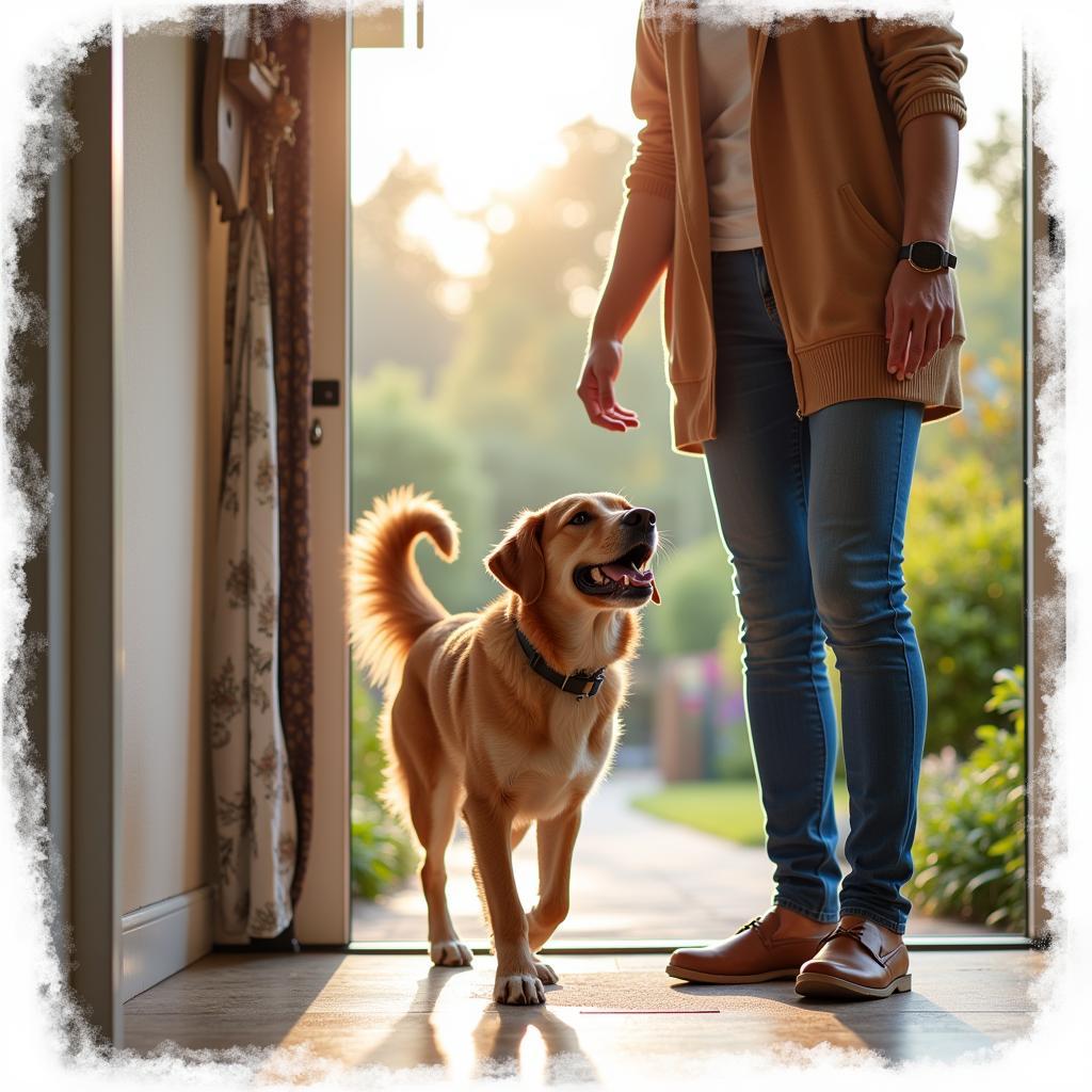 Happy dog returning home after a homestay in Hyderabad