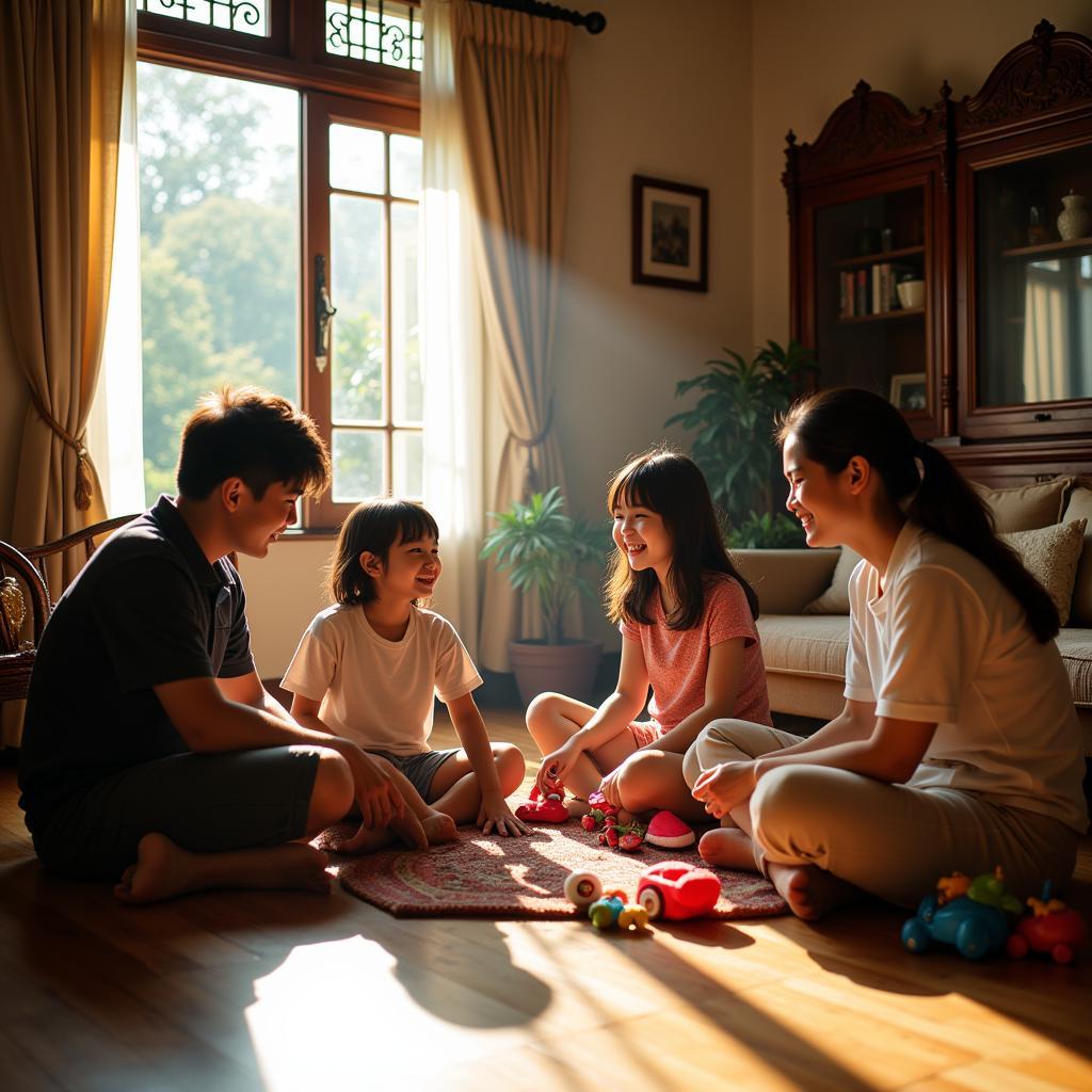 Family enjoying their stay at a happy homestay in Georgetown