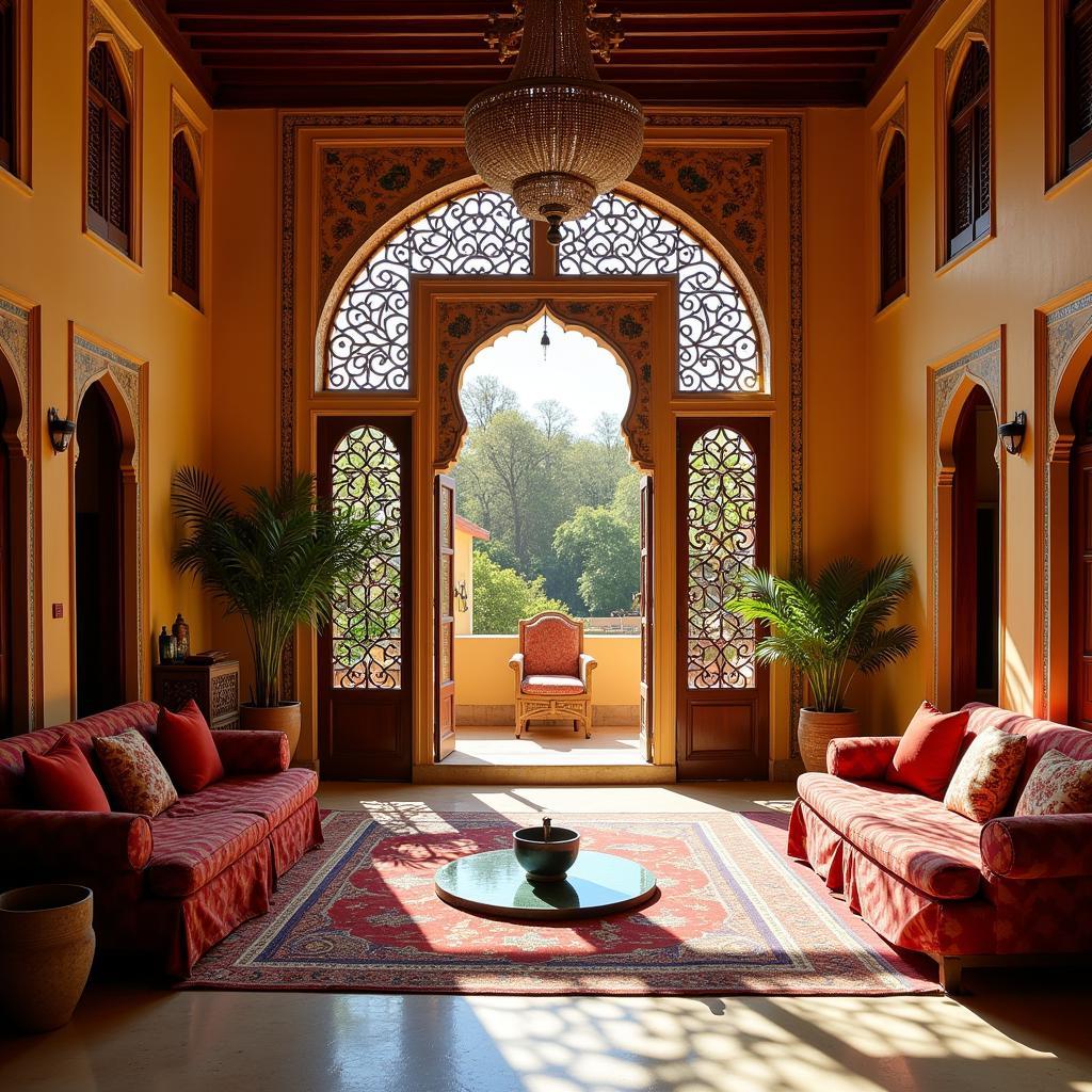 Traditional Interior Courtyard of a Heritage Homestay in Jaipur