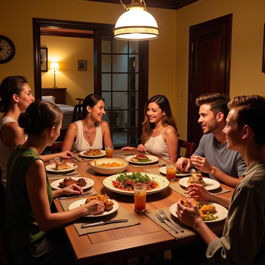 Family Dinner at a Hi Santa Barbara Homestay