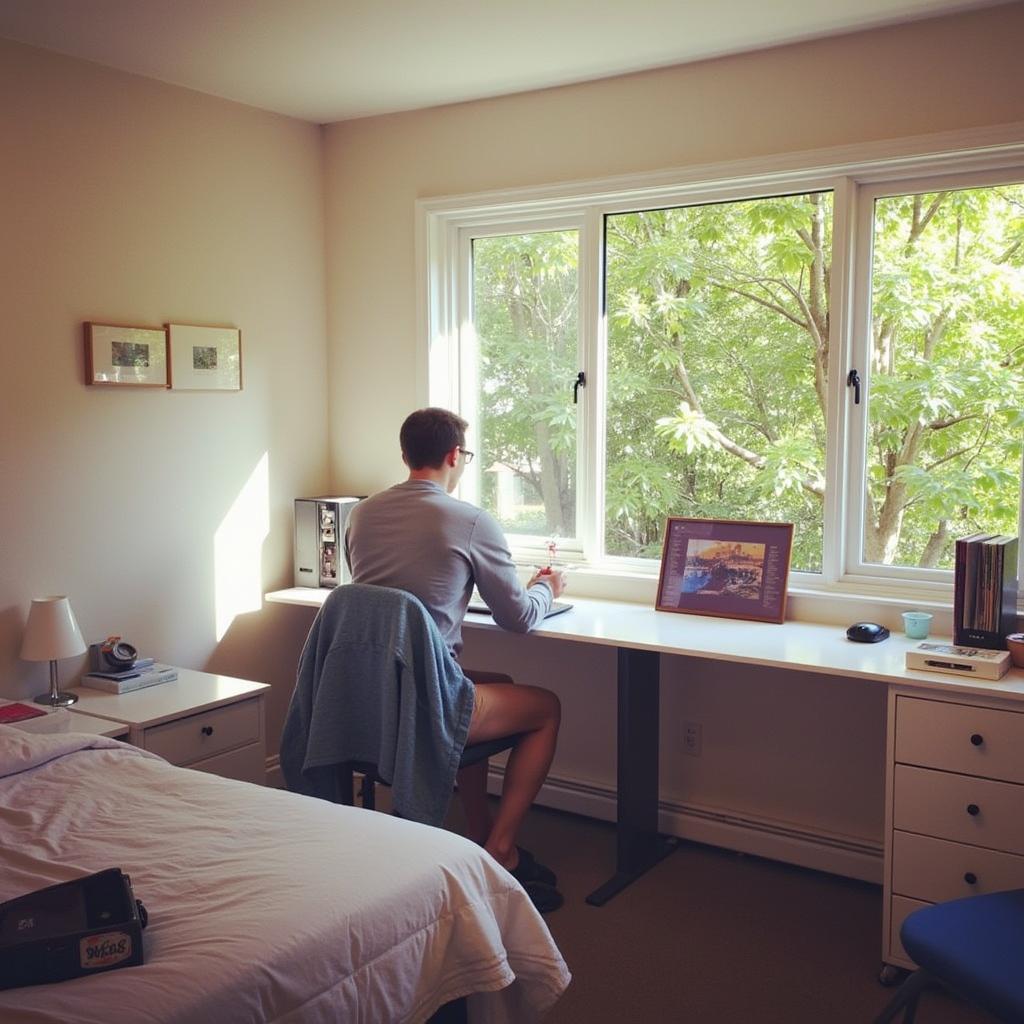 Student studying in a comfortable Hobart homestay