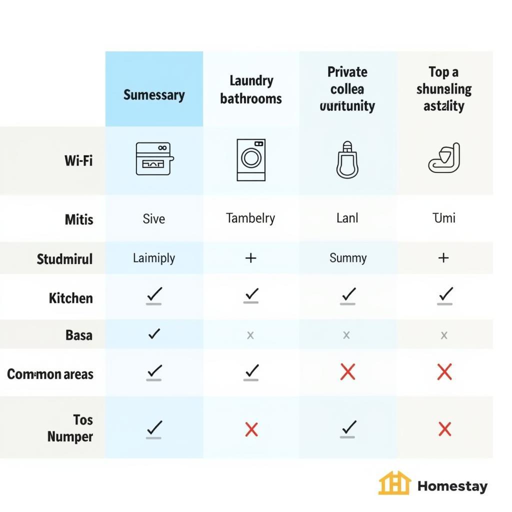 Homestay Amenities Comparison Chart