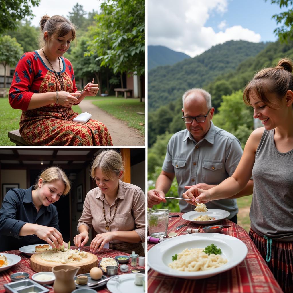 Guests participating in local activities during their homestay in Attigundi