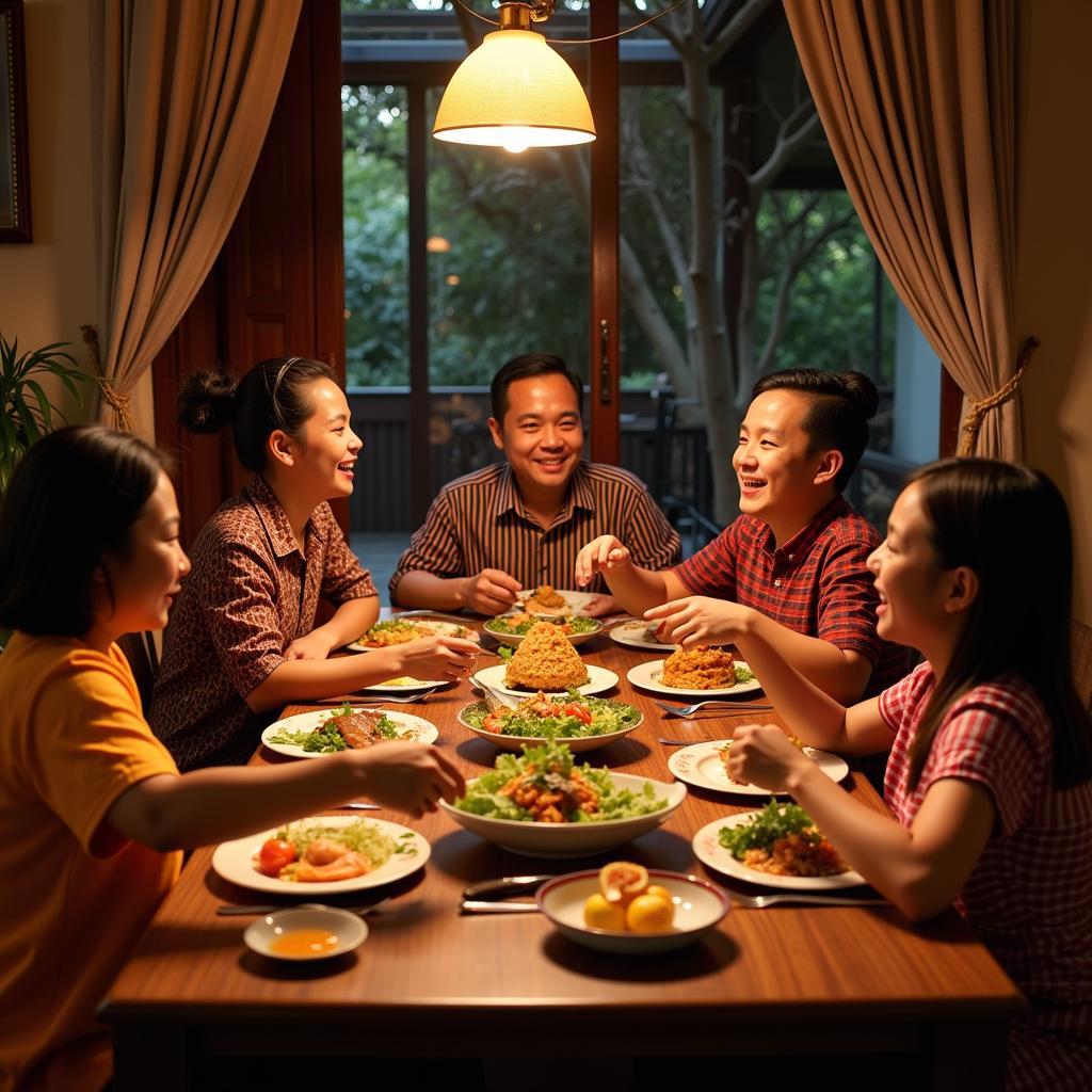 Family dinner at a homestay in Bangi Seksyen 4