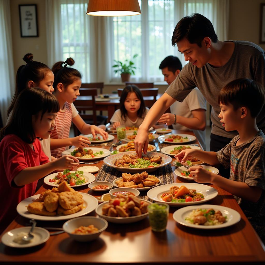 Enjoying a family dinner at a Kuala Lumpur homestay