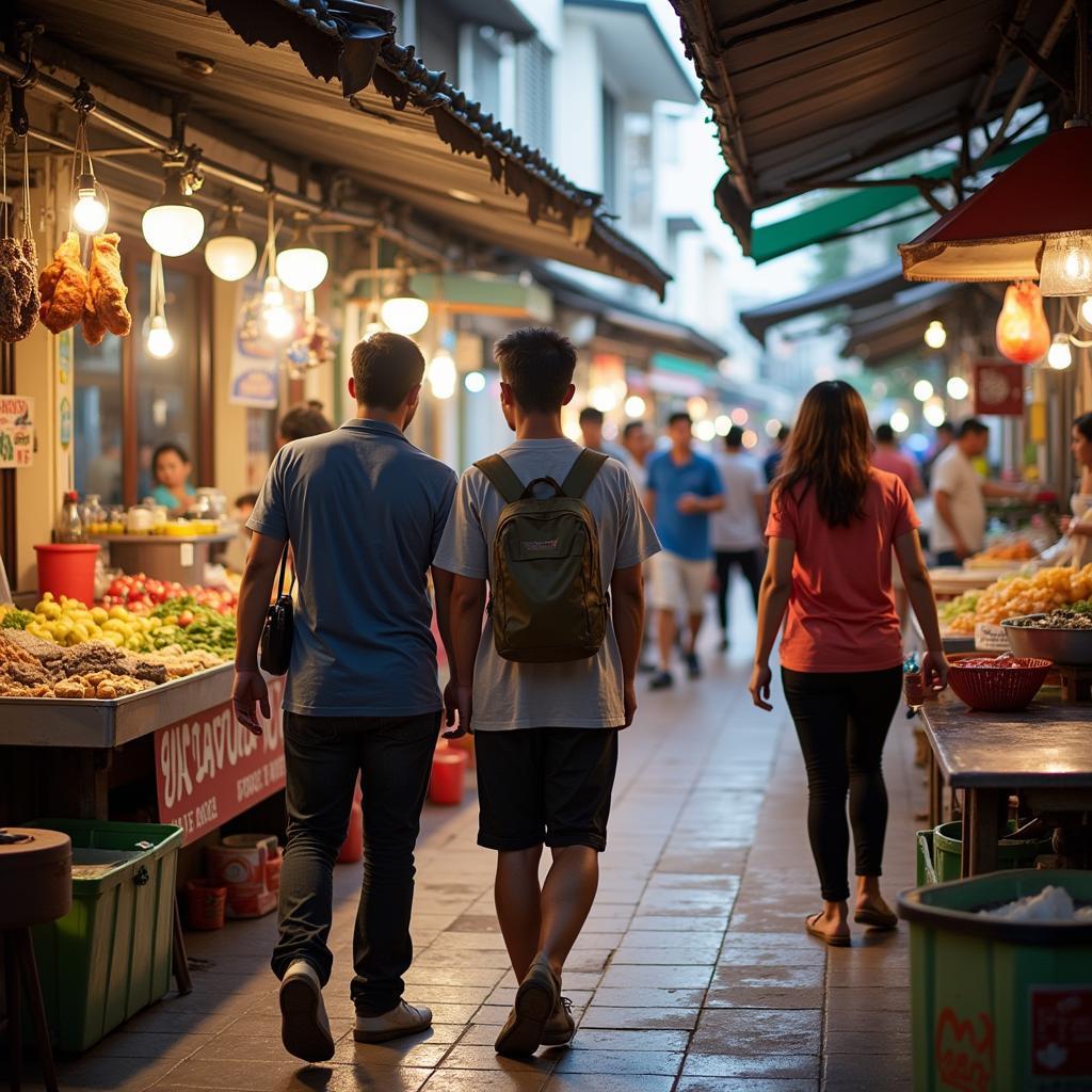 Visiting a local market with your homestay host