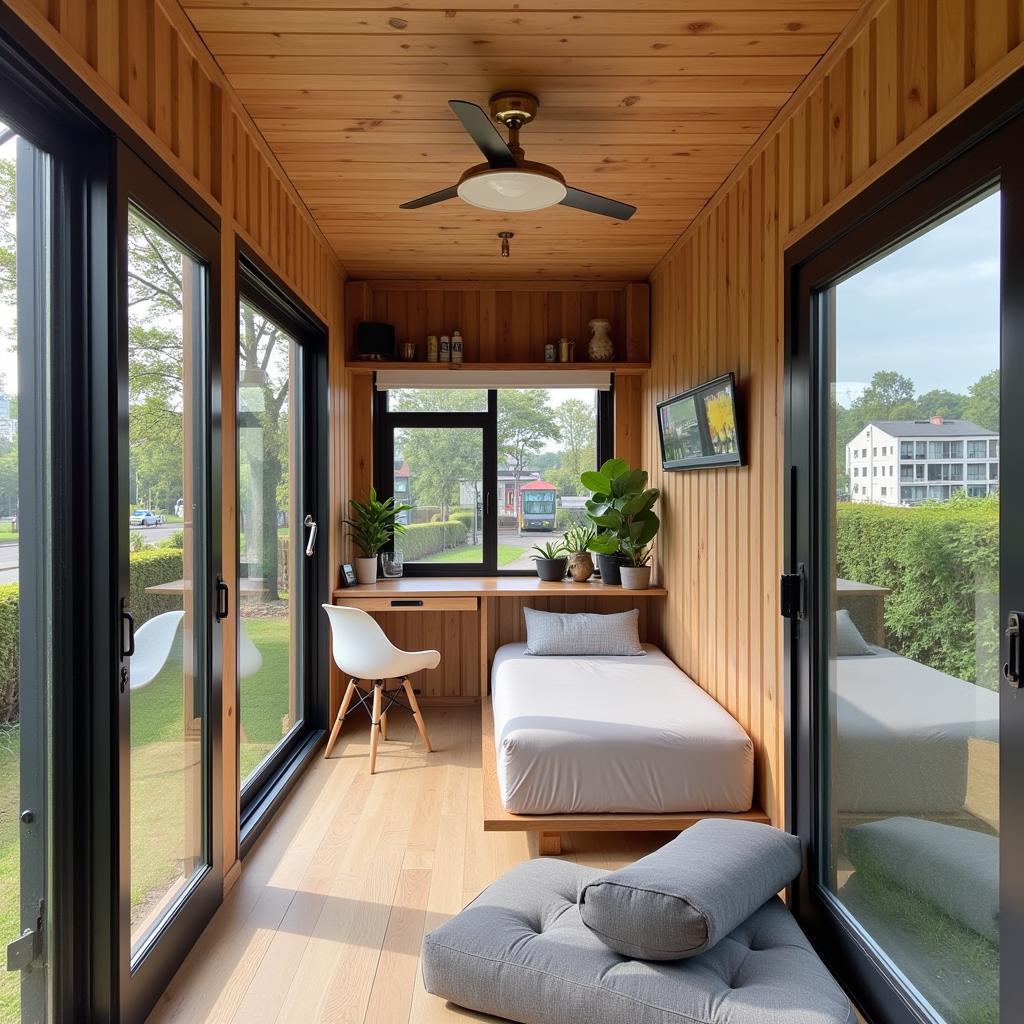 Cozy and Comfortable Interior of a Shipping Container Homestay