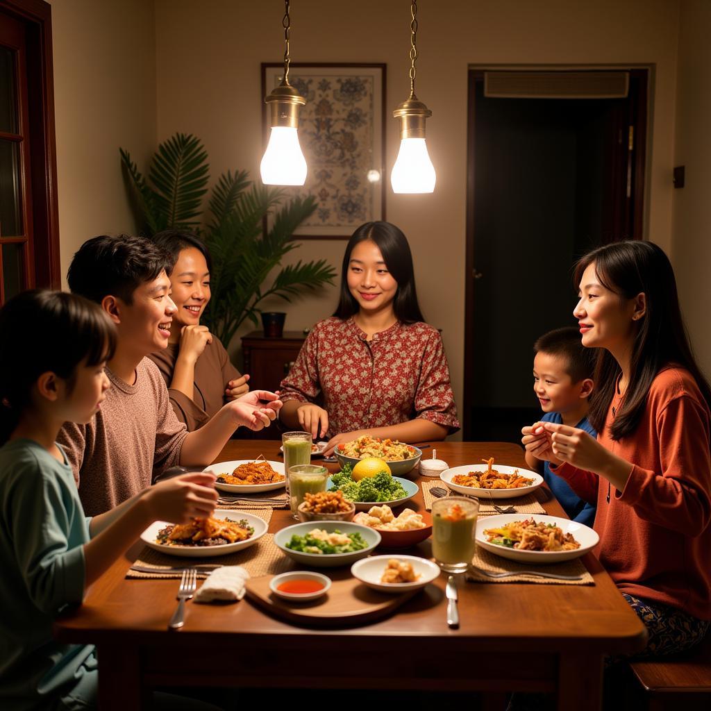 Family dinner at a homestay in Malioboro, Jogja