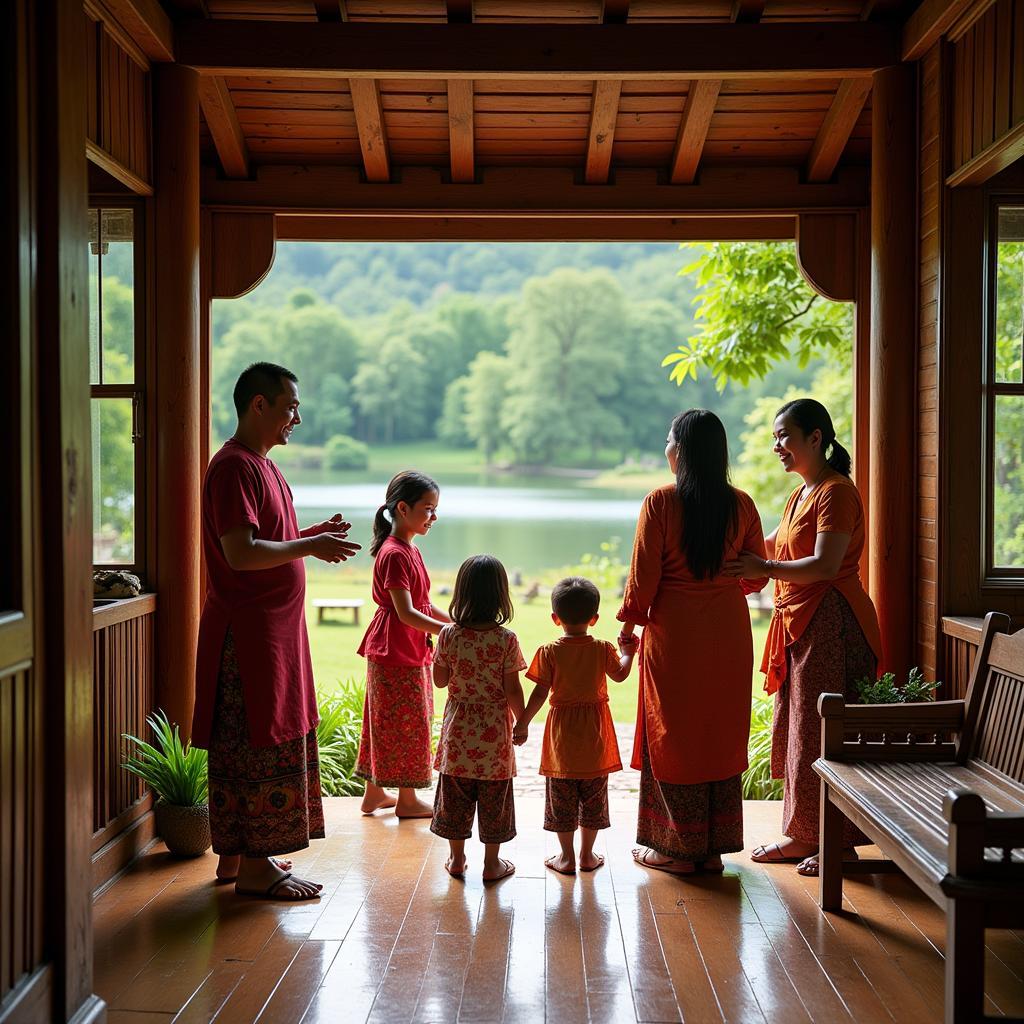 Malaysian Family Welcoming Guests to their Homestay near Masjid Slim River