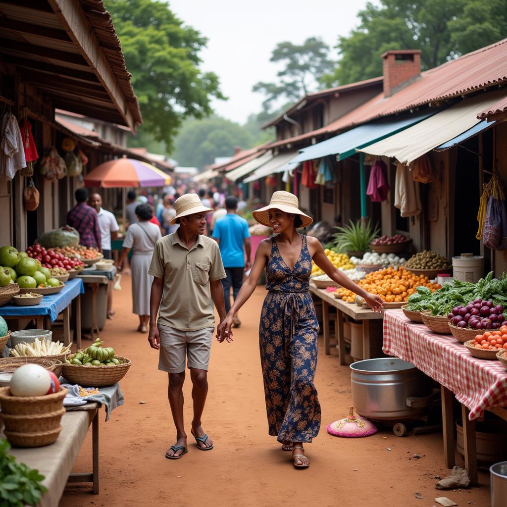 Exploring a local market near Honnemaradu with homestay host