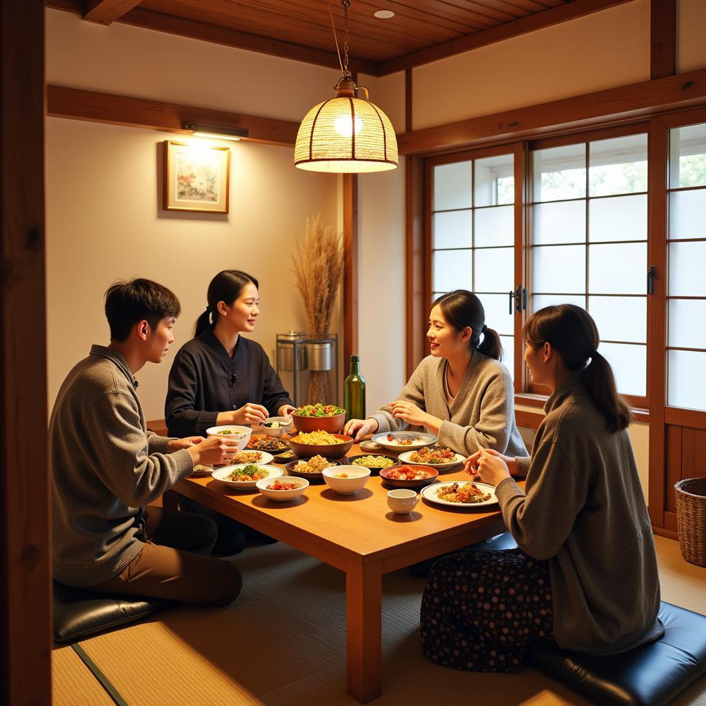 Family Dinner in a Japanese Homestay