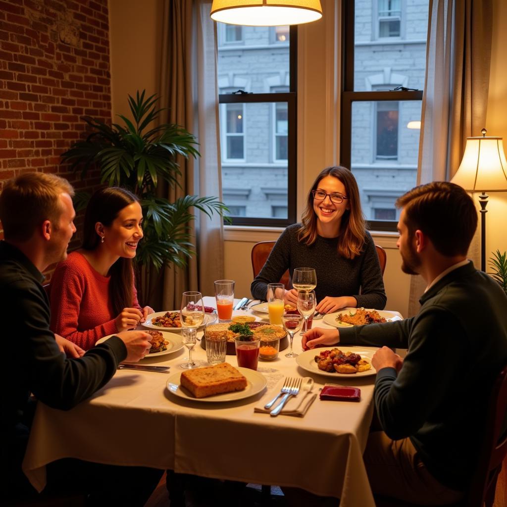 Family dinner in a New York City homestay