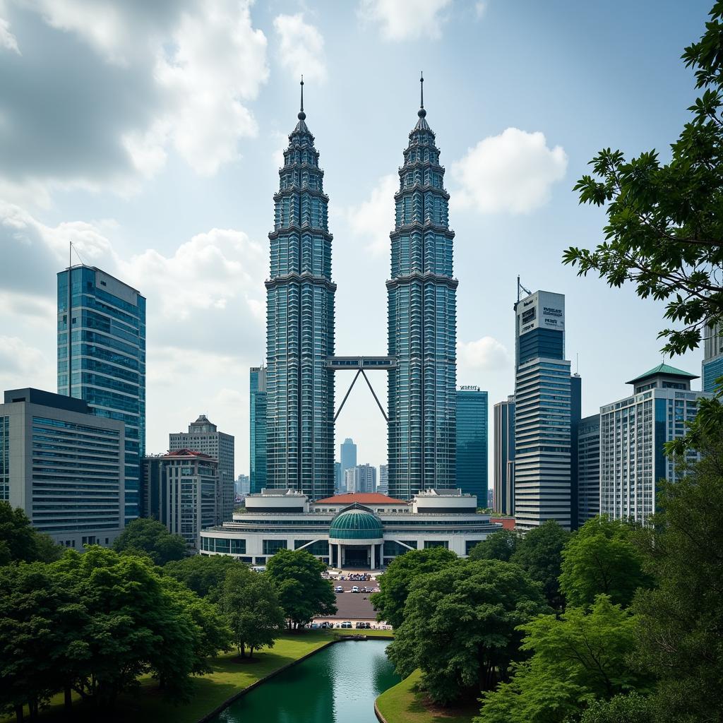 View of the Petronas Twin Towers from Pantai Dalam KL