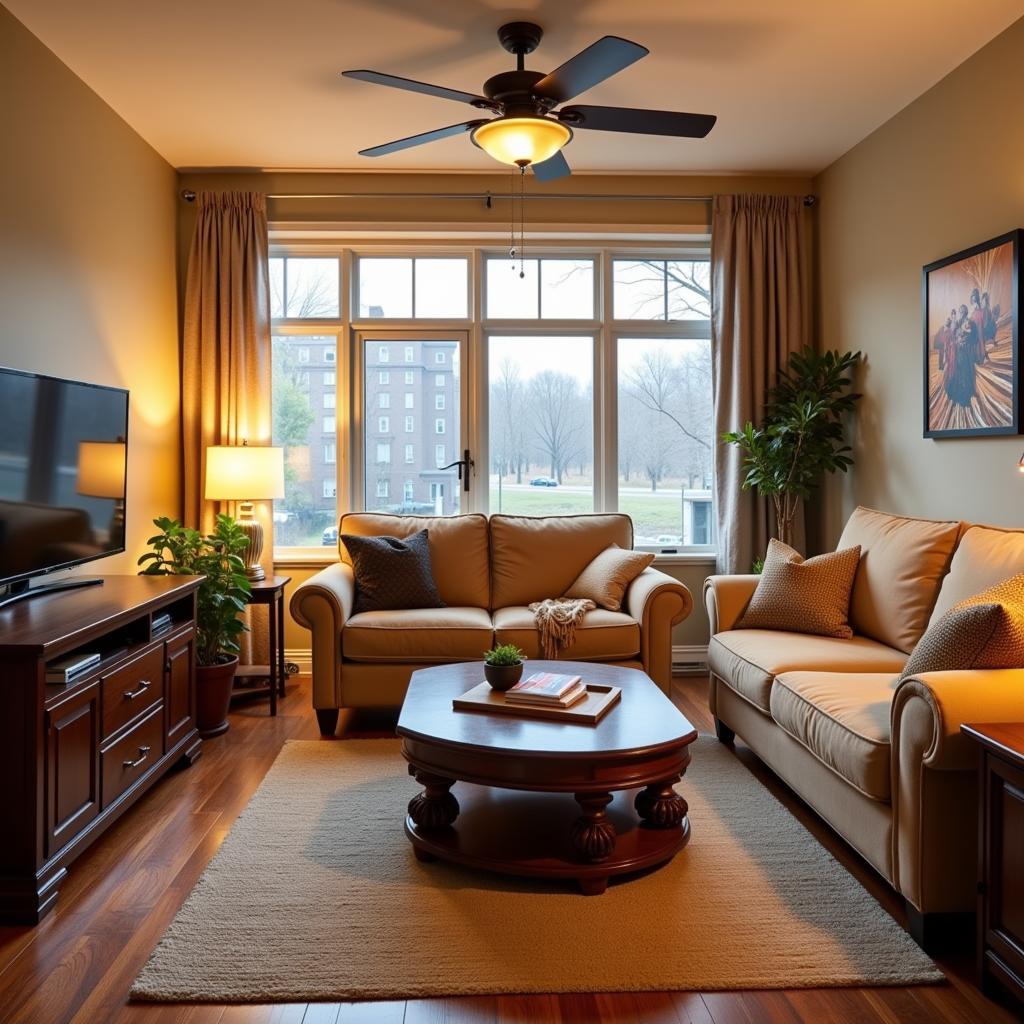 Cozy living room in a Pittsburgh homestay