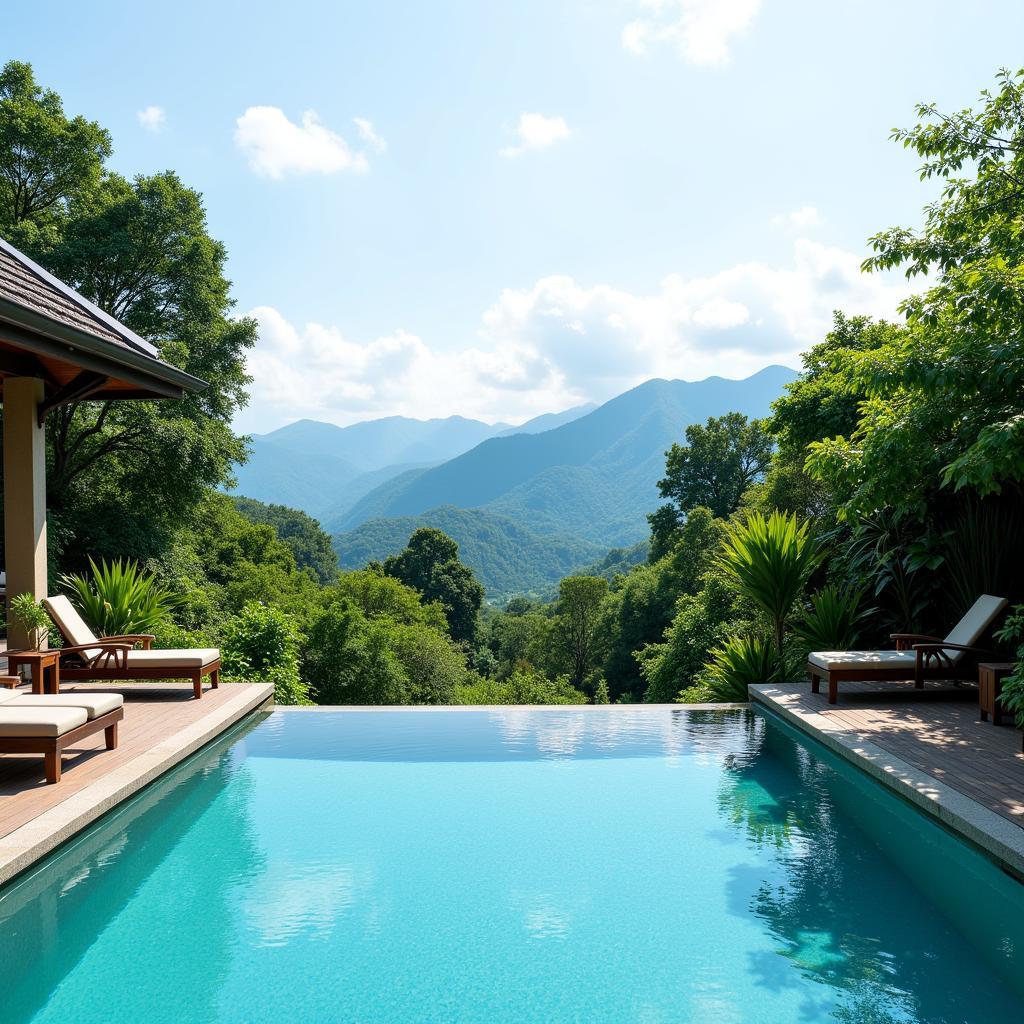 Homestay with a pool overlooking the mountains near Hanoi