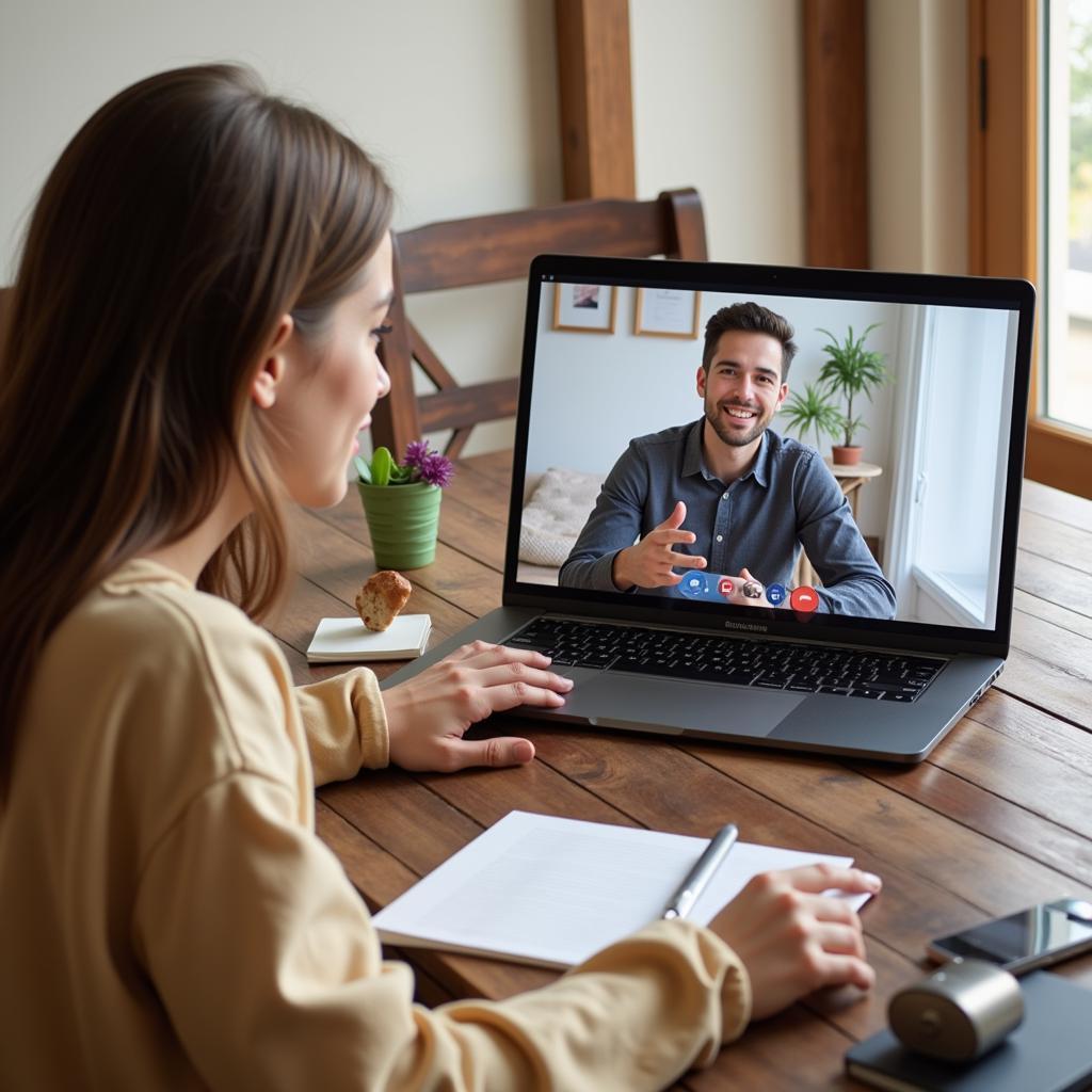 Guest and host communicating via video call before the homestay