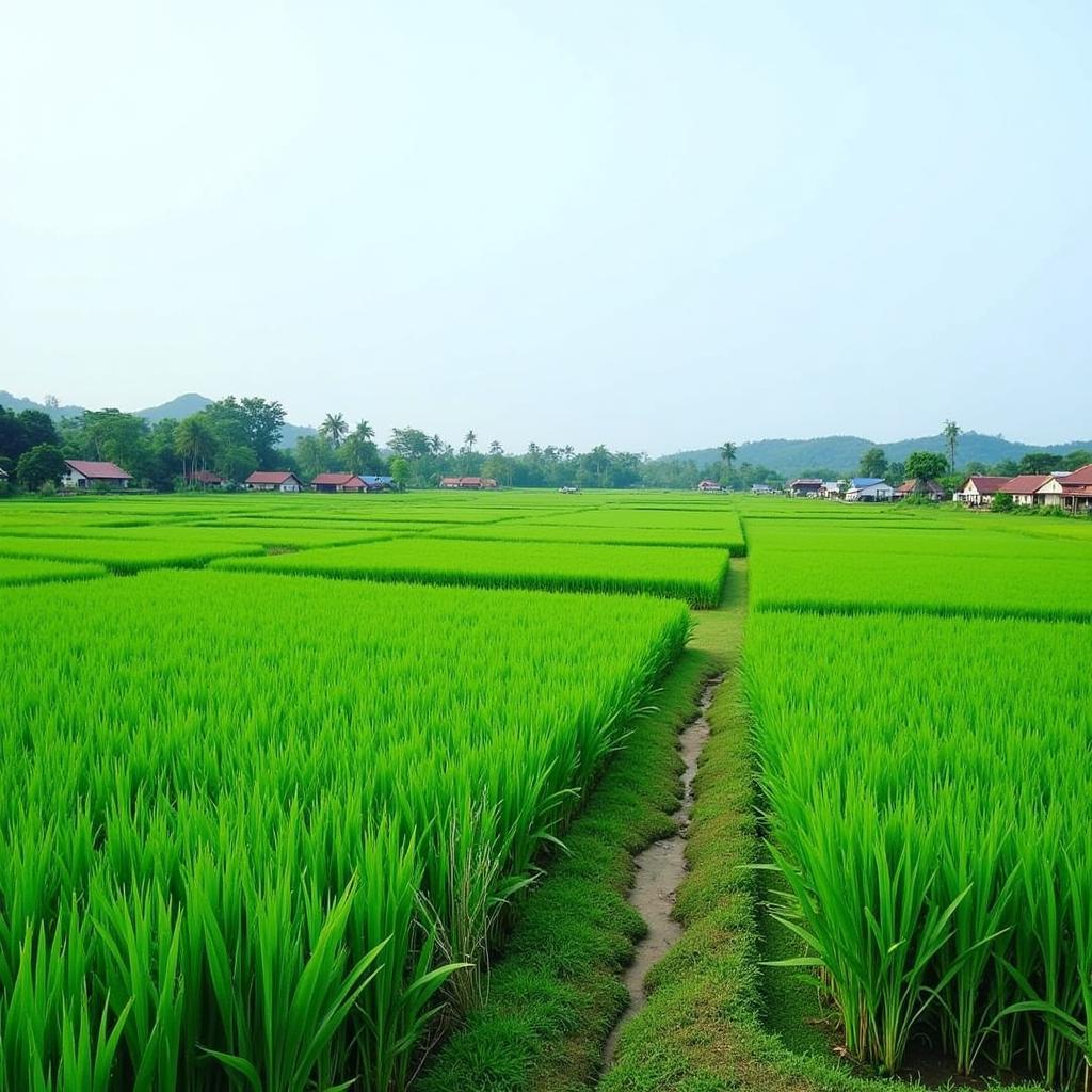 Exploring the scenic rice paddies near a homestay in Pulau Gadong, Melaka.