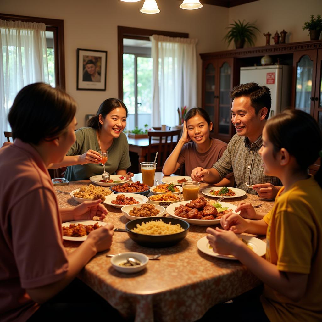 Family meal at a homestay in Sauk, Kuala Kangsar