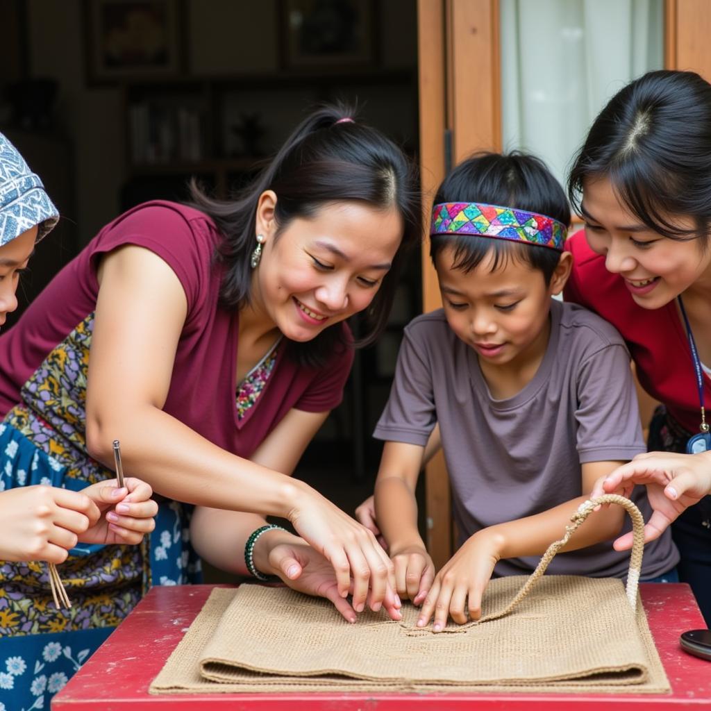 Guests enjoying a cultural experience at a homestay in Selangor Hulu Langat