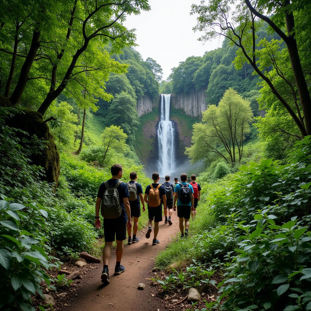 Hiking to a waterfall near Selayang Height with homestay host