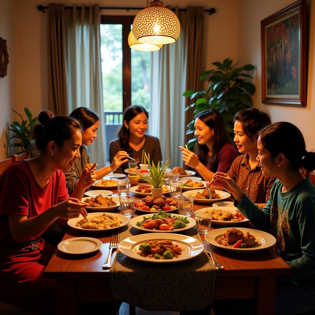 Enjoying a Traditional Malaysian Dinner with a Homestay Family in Seri Meru Ipoh Perak