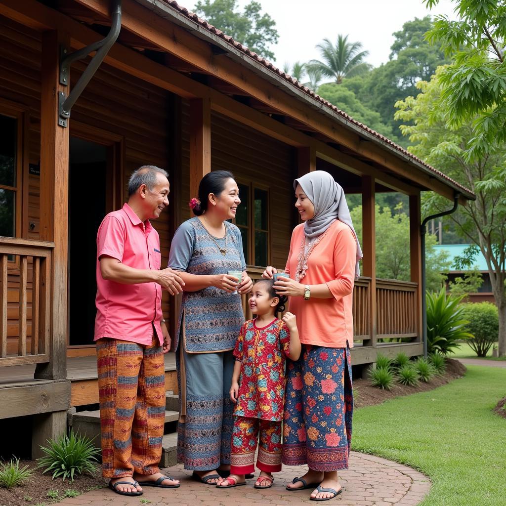 Family Welcoming Guests at Slim River Homestay